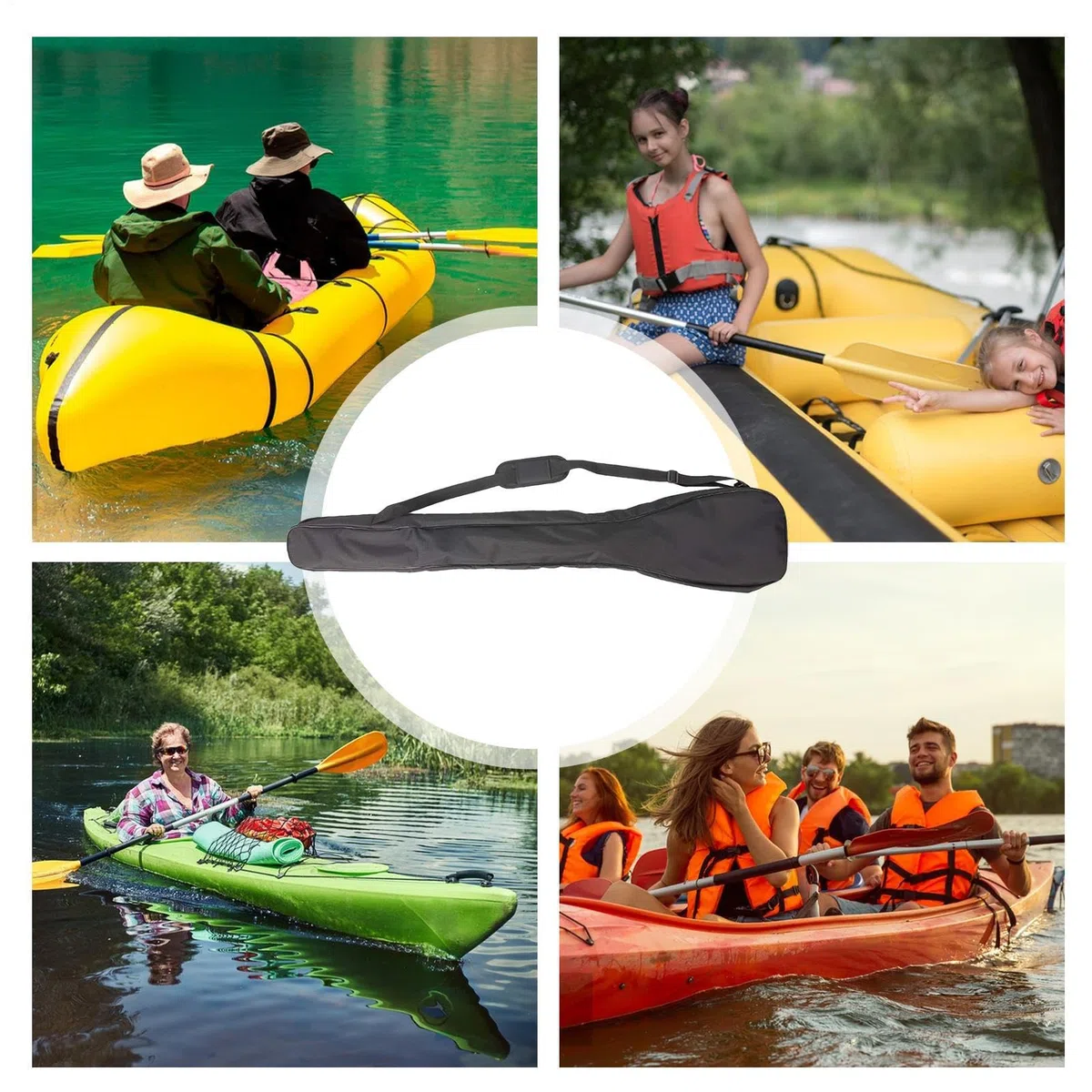 Générique Housse Rangement Pagaie Kayak - Tissu Oxford 130x25x7cm | Sac Doubles-Têtes | Organisateur Imperméable Trois-Sections avec Sangle Ajustable pour Sports Bandoulière Réglable