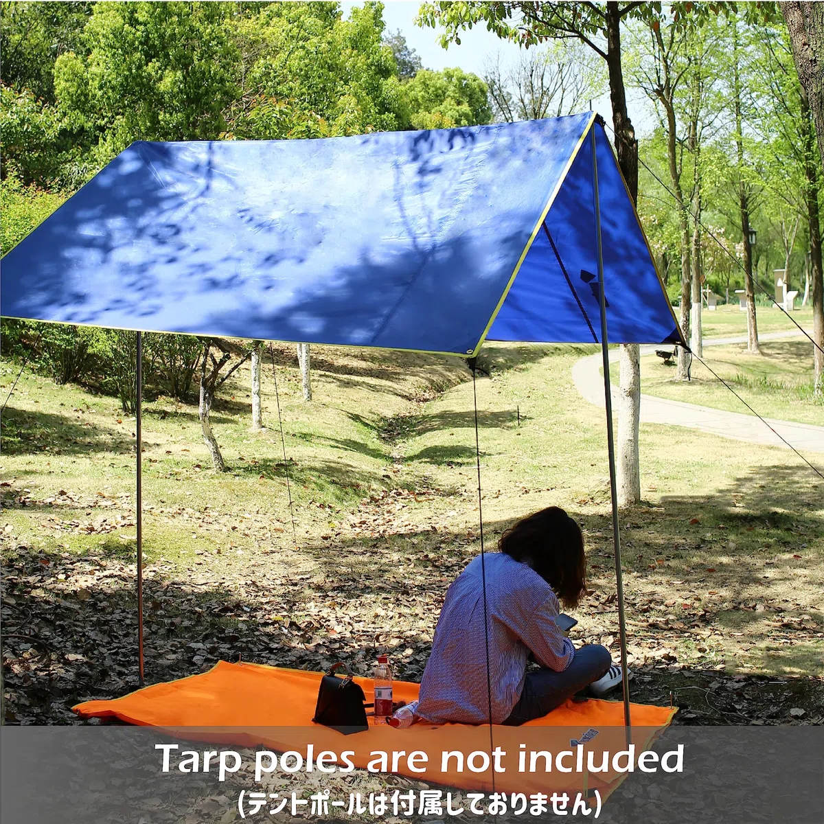 Azarxis Bâche Anti-Pluie Tarp Bivouac Toile de Tente Tapis de Sol Camping Bâche de Tente Auvent pour Randonnée Plage Pique-Nique (Noir, M - 180 x 220 cm)