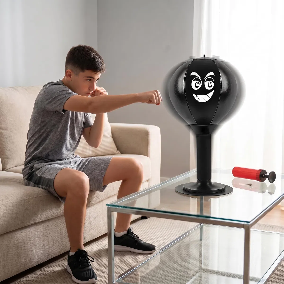 Punching-ball de bureau, Sac de frappe de bureau autonome avec ventouse, Rage Bag Sac de frappe de bureau mini pour l’activité à la maison et au bureau pour réduire le stress