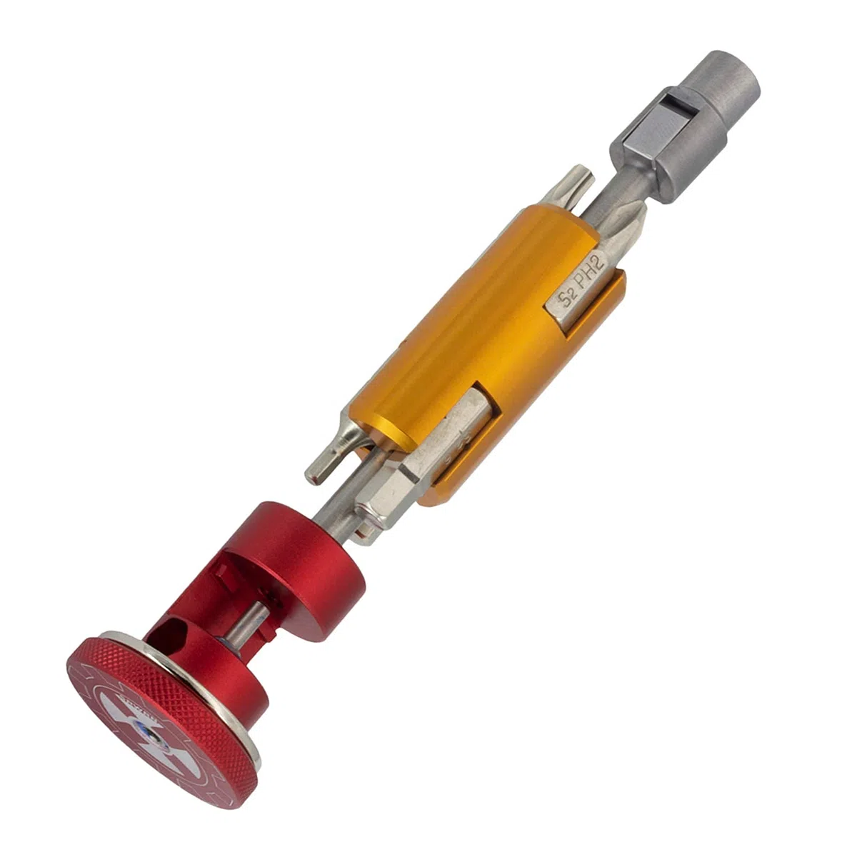 Outil de réparation 6 en 1 magnétique pour vélo - Peut être caché dans la BB, la route, le VTT - Outil multifonction T25 - Tournevis hexagonal 3/4/5/6 mm (rouge)