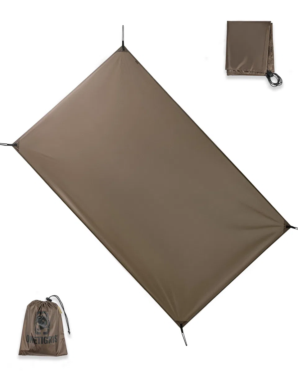 OneTigris Bâche de sol pour tente multi-usages imperméable 2000 mm avec sac de transport pour camping, randonnée et pique-nique 200 x 120 cm