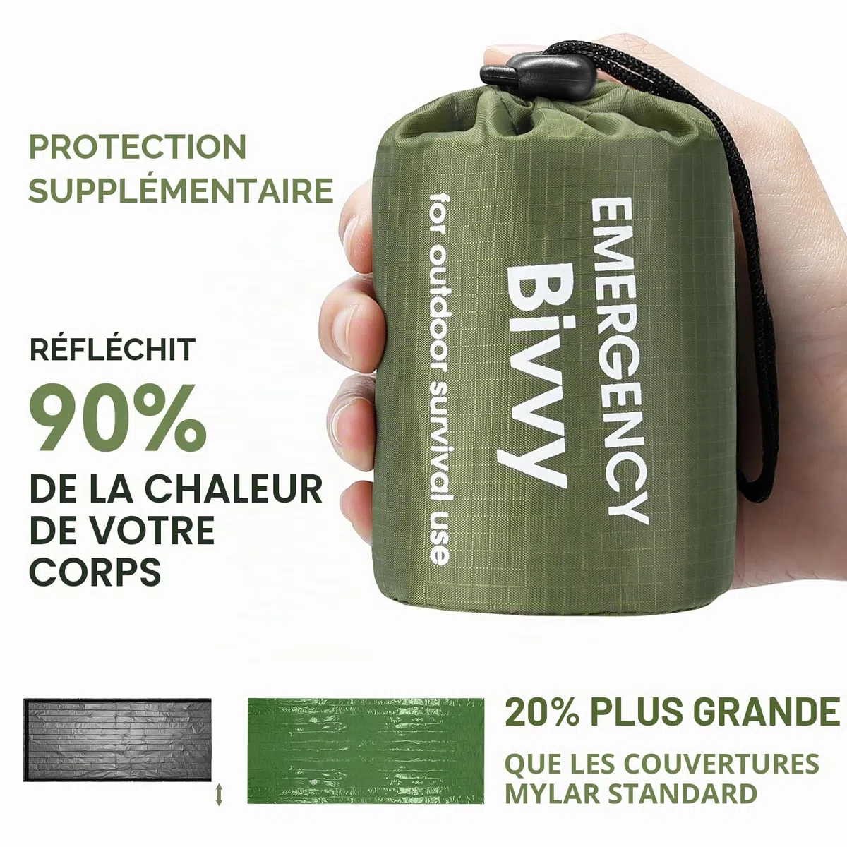 Esky Couverture de Survie Sacs de Survie Thermiques Portables Sacs de Couverture abri de Survie légers et imperméables avec Boussole pour Le Camping la randonnée