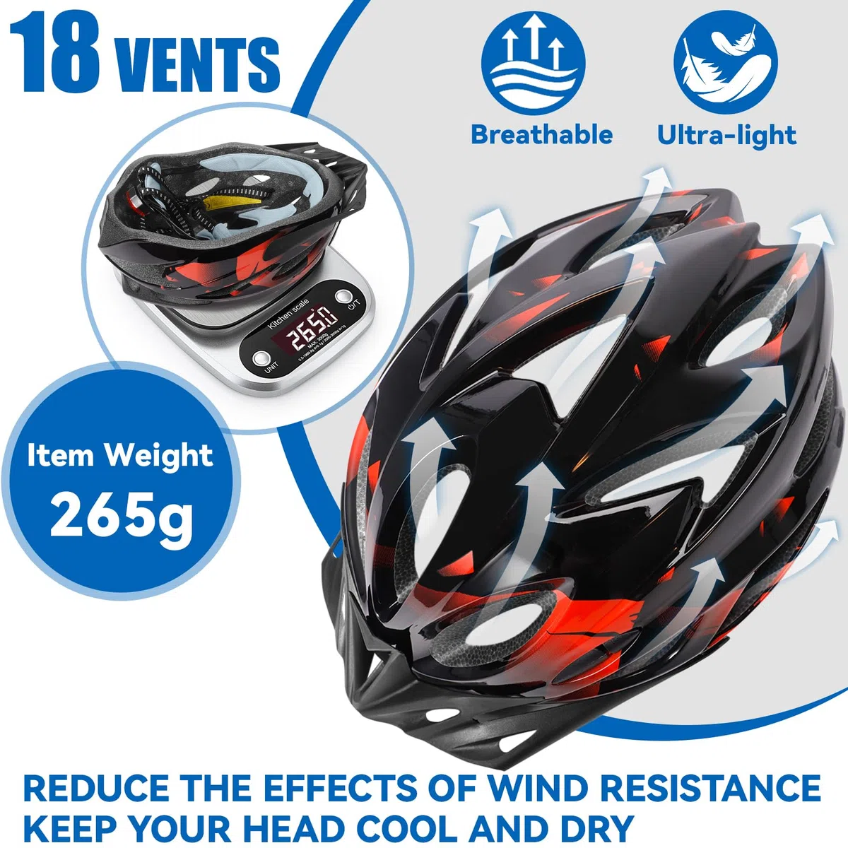 Casque de Vélo pour Adultes Unisexe avec Éclairage LED 3 Modes, Léger, Réglable, Visière Amovible, pour VTT et Vélo de Route, Design Élégant, Taille 58-62 cm