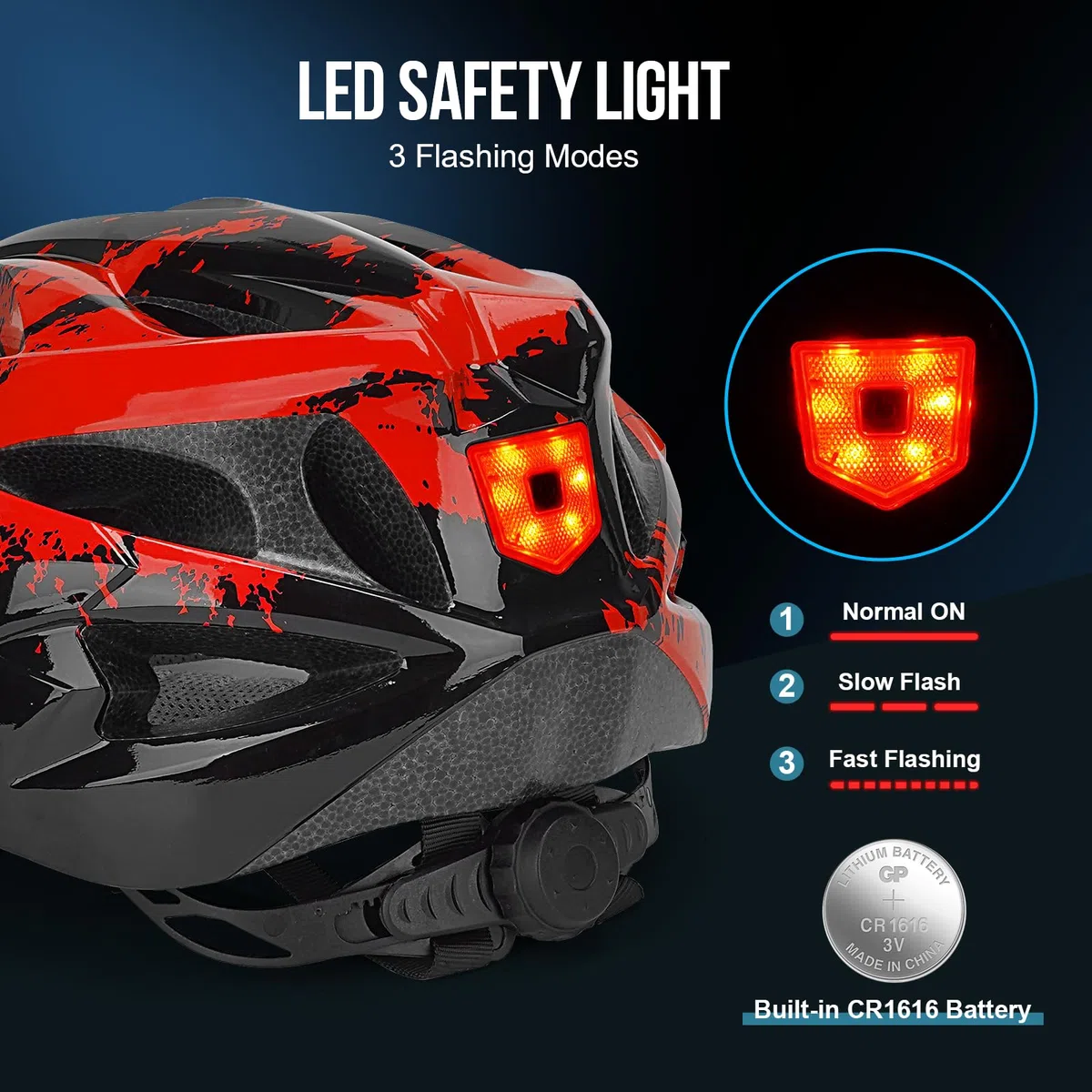 Casque de vélo pour Homme et Femme avec lumière pour Adulte Unisexe - Casque de vélo de Montagne réglable - 57 à 62 cm