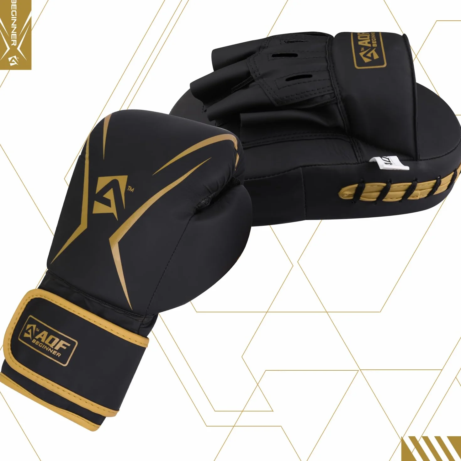 AQF Gants de Boxe + Pattes d’Ours Incurvées – Kit d’Entraînement Adulte pour MMA, Kickboxing, Muay Thai & Arts Martiaux – Gants de Frappe Confortables et Résistants
