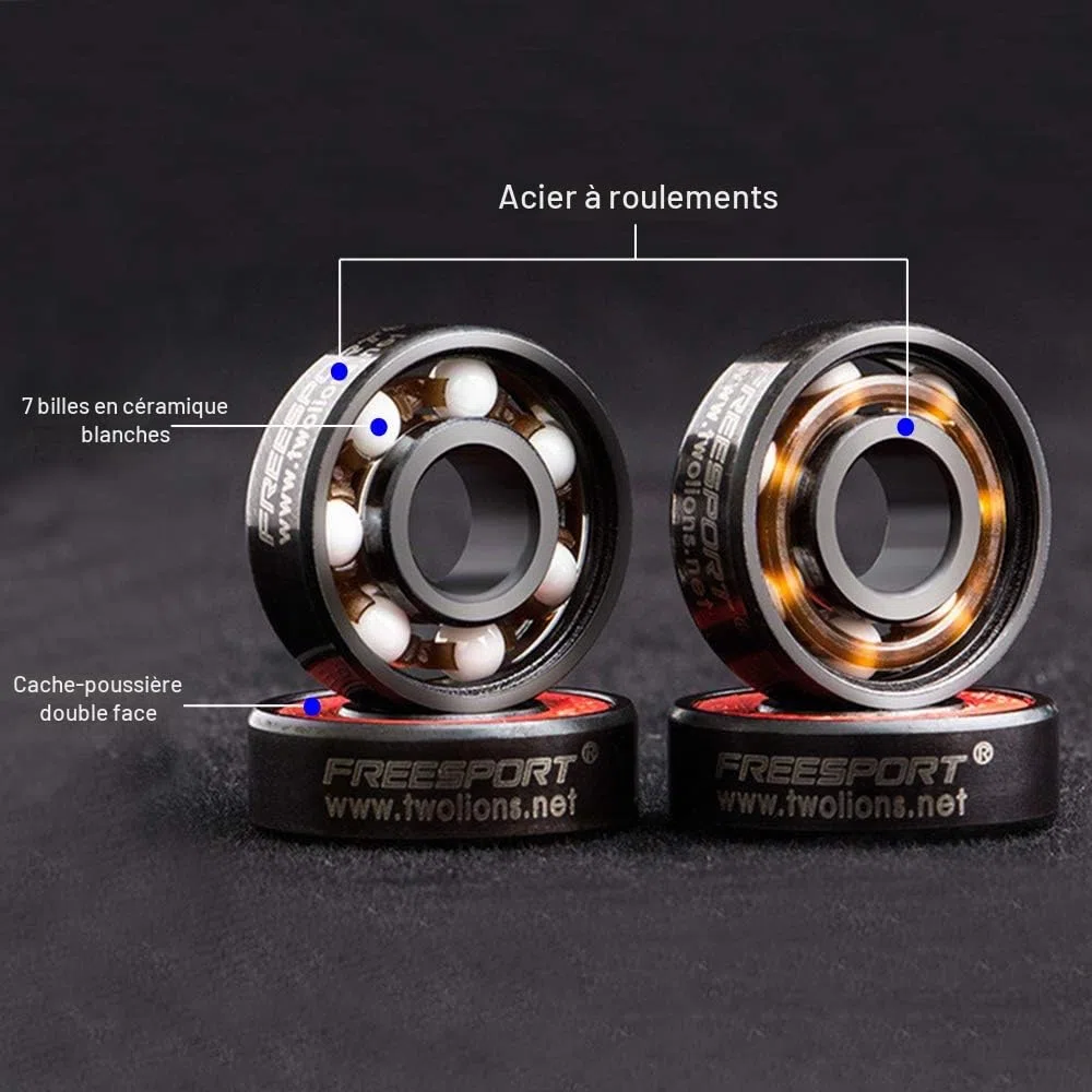 8pcs en Céramique Skate Roulements, 608 RS Abec 9 Roulements à Billes pour Skate, Roulements de Skateboard Longboard Roulement Roller Skate Roulements 8mm x 22mm x 7mm