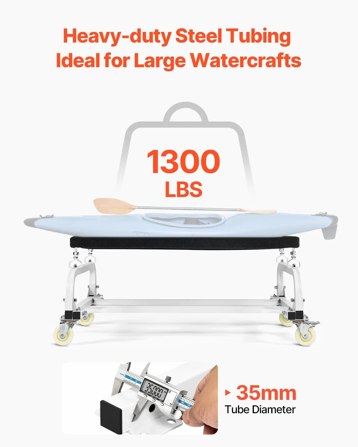 VEVOR Chariot de jet ski, capacité de 590 kg, support de jet ski pour déplacer les embarcations, chariot de déplacement robuste, couchettes réglables, 4 roulettes, 2 freins, pour kayaks, aéroglisseurs