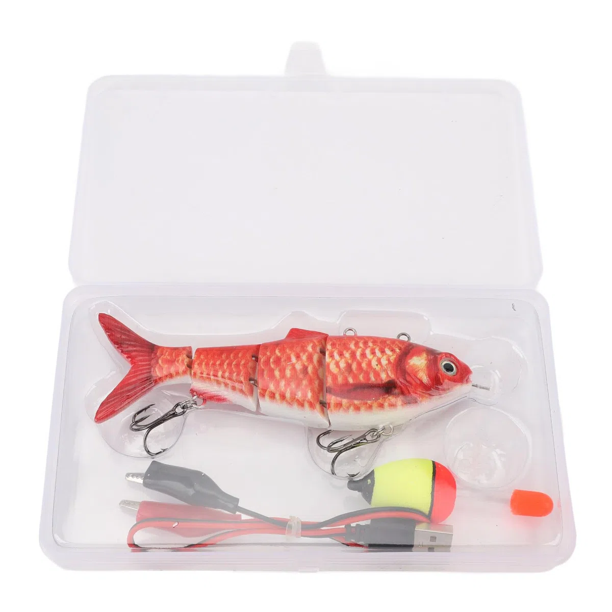 CHICIRIS Leurre de Pêche électrique, Appât de Natation Robotique Rechargeable par USB multi-articulé avec Lumière LED et Programme de Natation de Poisson simulé, pour la Pêche en Eau Douce