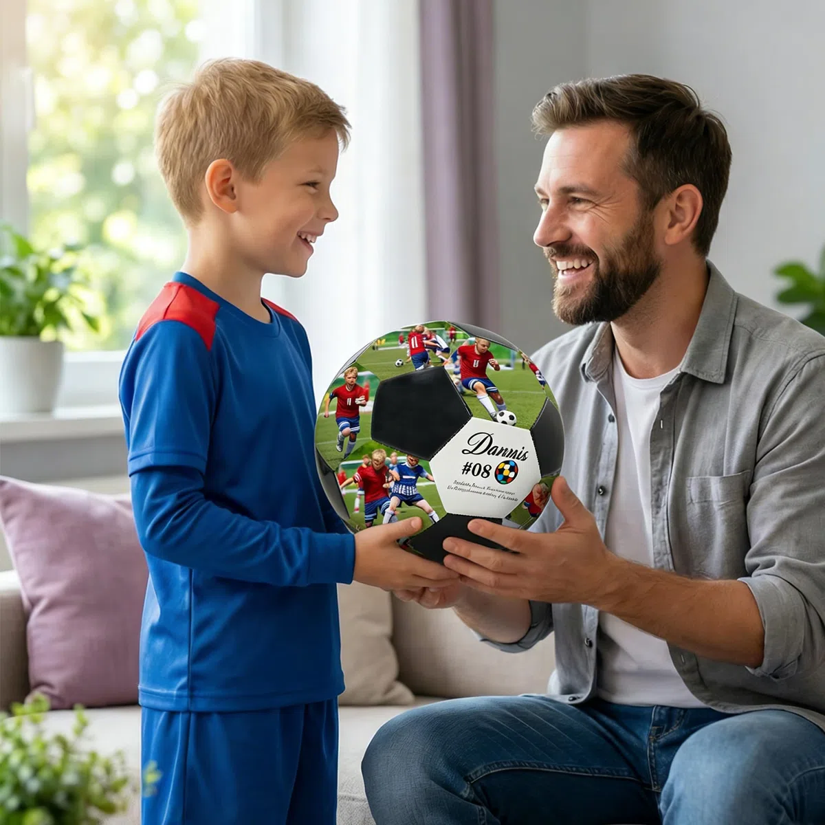 Ballon de Foot Personnalisé avec Photo - Ballon de Match sur Mesure Nom, Souvenir de Jeu, Cadeau Parfait pour Fils Fille Copain Père Entraîneur, Supporters de Foot, Anniversaire Diplôme S-XL