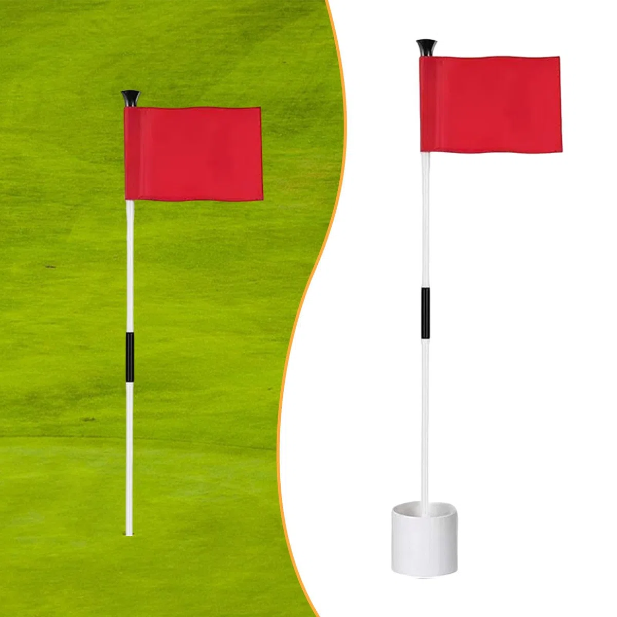Drapeau de Golf Ensemble de Putting avec Tige et Coupe de Trou pour 'Entraînement en Tissu Imperméable Adapté pour Le Bureau et Le Jardin