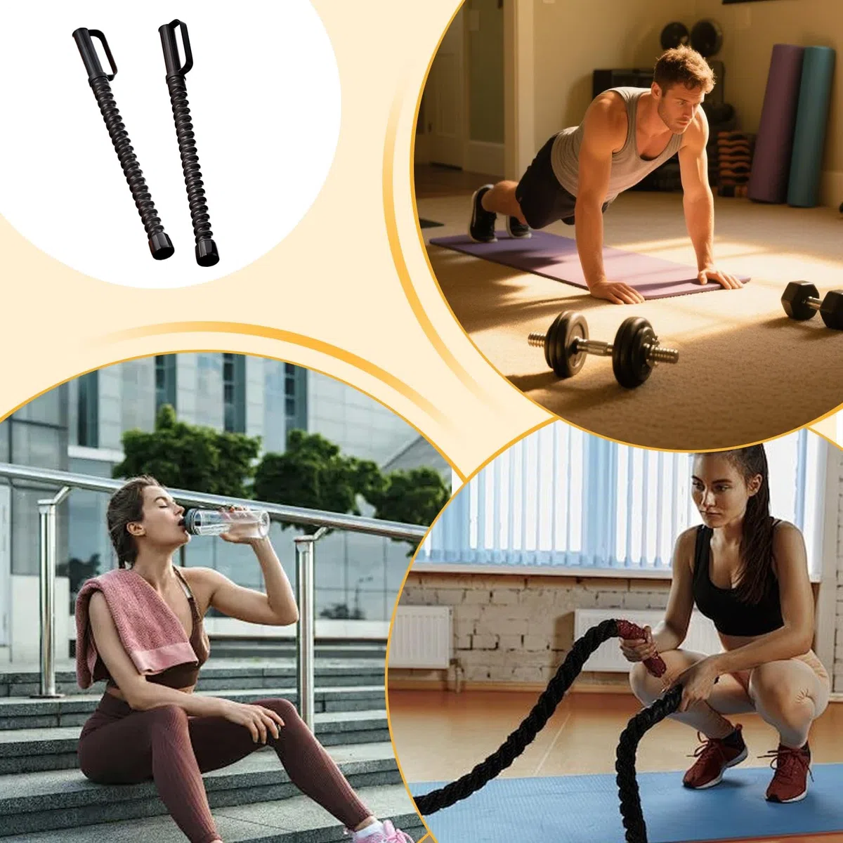 Cordes lourdes pour entraînement physique et exercice – 2 cordes de combat pour exercices | Équipement de construction musculaire de remplacement tige à ressort, corde bâtons de fitness