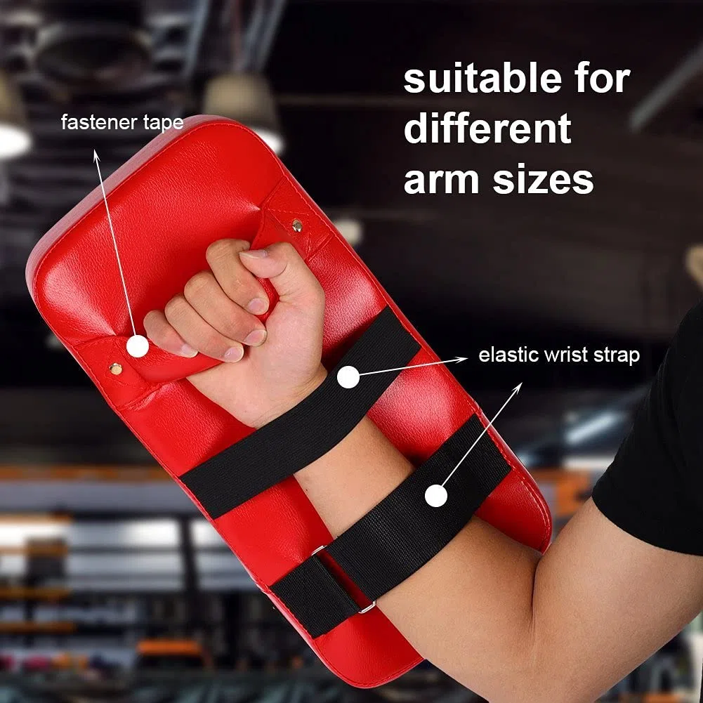 Cible de frappe avec bande de poignet et cuir PU durable pour boxe, muaythaï, karaté, kickboxing et entraînement de pied