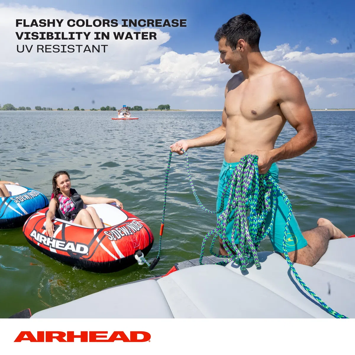 Airhead 2-Section Tow Ropes | 1-4 Rider Ropes for Towable Tubes