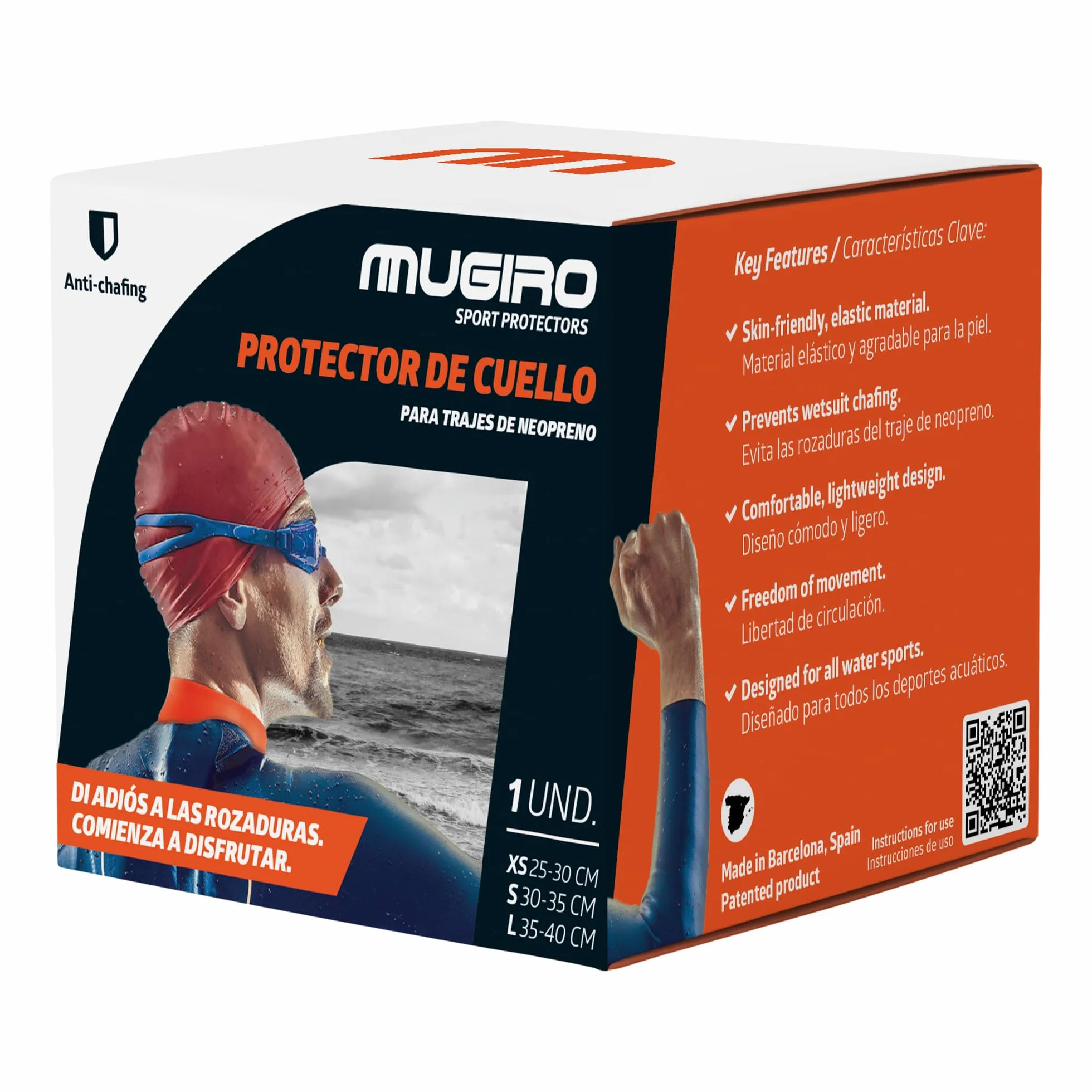 Protège-Cou pour Combinaison Néoprène – Prévient Les Irritations et Blessures en Natation, Surf et Plongée – Collier Élastique Compatible avec la Vaseline – Protège la Peau – Couleur Orange