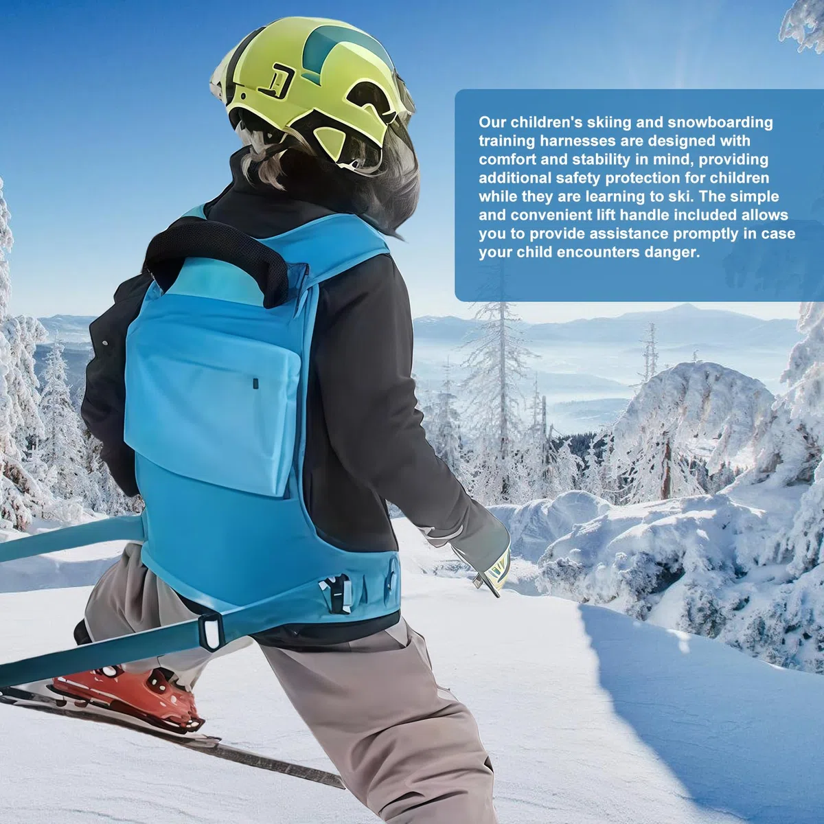Sangle d'entraînement de ski et de snowboard pour enfants : harnais de ski pour enfants avec poignée de chaise de levage simple en sangle de traction, sangle de ski et snowboard sangle