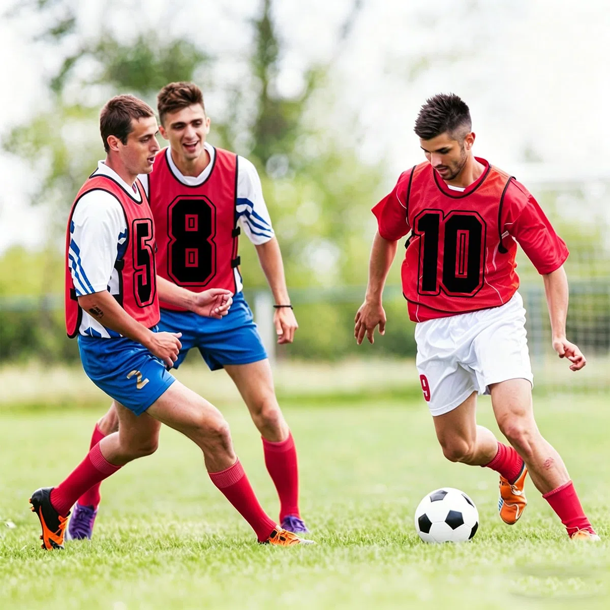 Gilet D'entraînement De Football: Lot De 12 Chasubles D'entraînement Sport, Chasubles De Football Avec Numérotés Pour L'entraînement De Soccer, Footballs, Basketball, Volleyball
