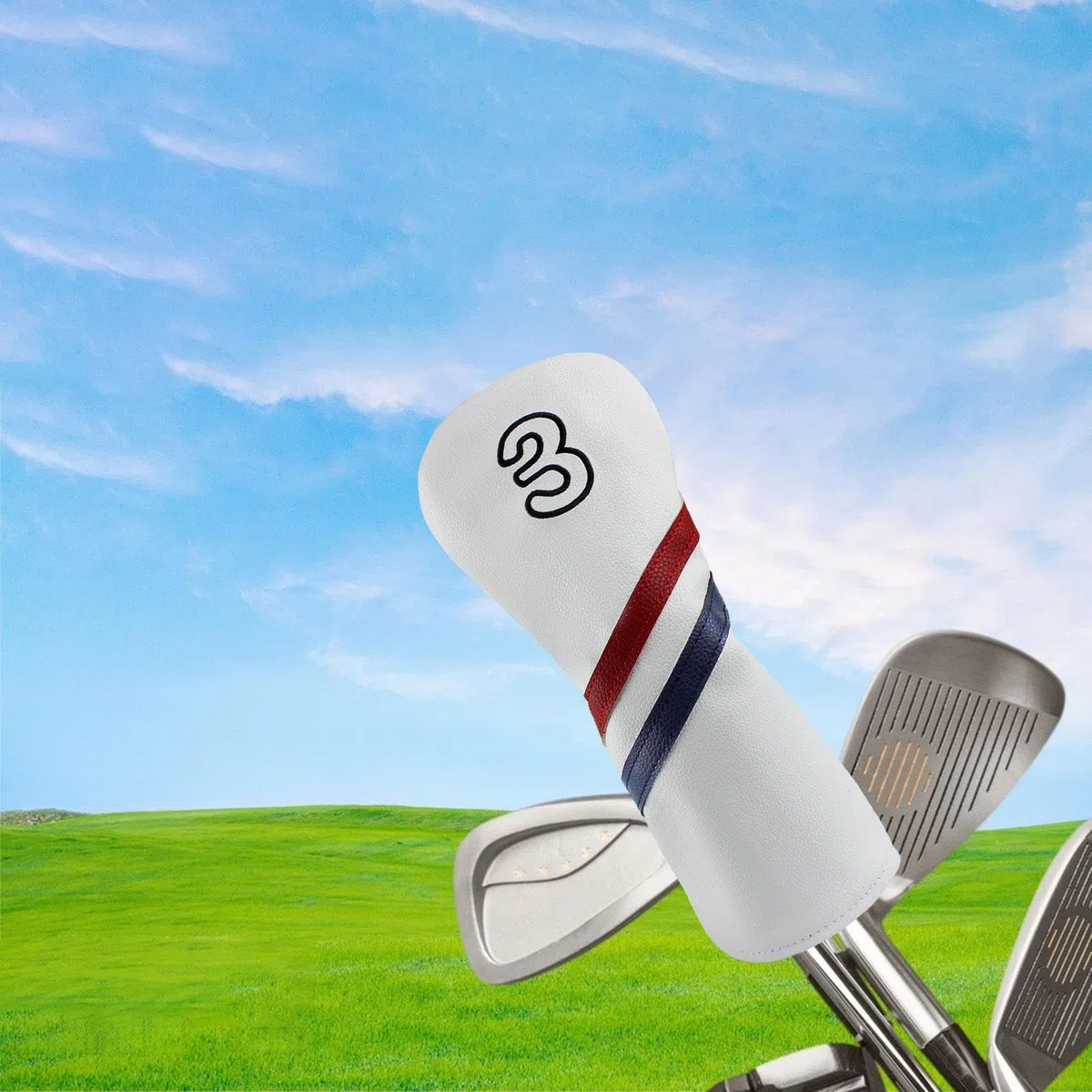 F Fityle Couvre-Chef de Club de Golf en Bois, Couvre-Chef en Cuir PU pour Femmes et Hommes avec étiquettes numériques, Housse de Protection, Accessoires de