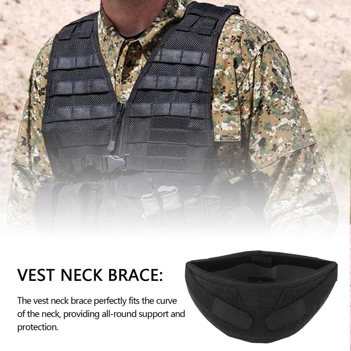 Protège-cou tactique - Protection de cou Airsoft - Coussinet de protection du cou avec collier - Gilet tactique - Protection du cou épaissie - Gilet