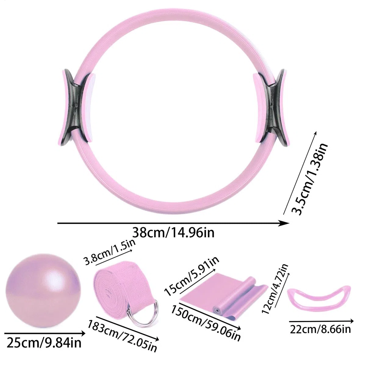 Générique Kit Pilates Maison, Pilates Essential Kit Accessoires, Pilate Ring Yoga Ball Resistance Bands - 5X Ensemble D'équipements D'entraînement