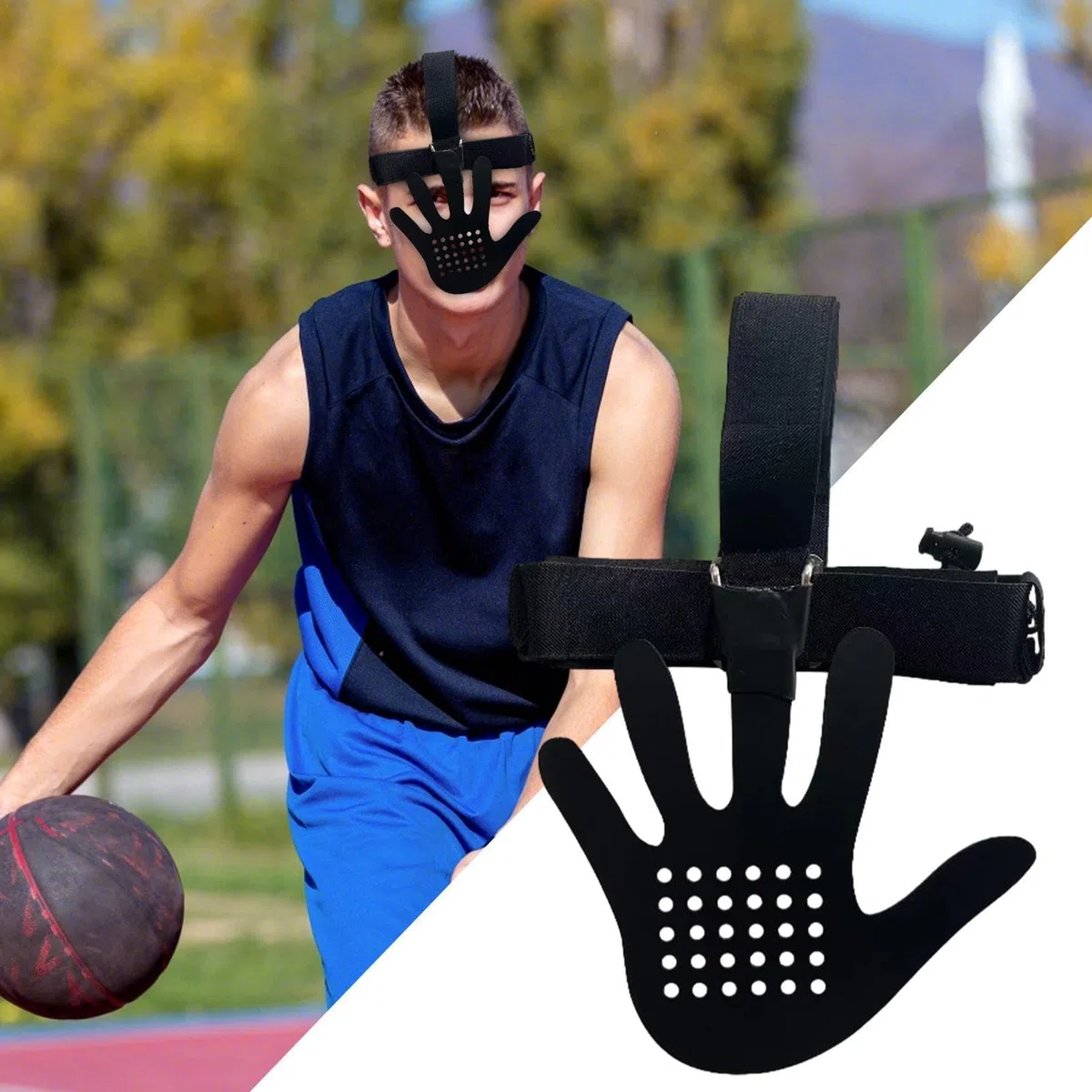 Masque d'entraînement de Basket-Ball - Masque d'entraînement de défense - Masque d'entraînement de résistance au Dribble - Équipement d'entraînement adapté aux et aux Adultes