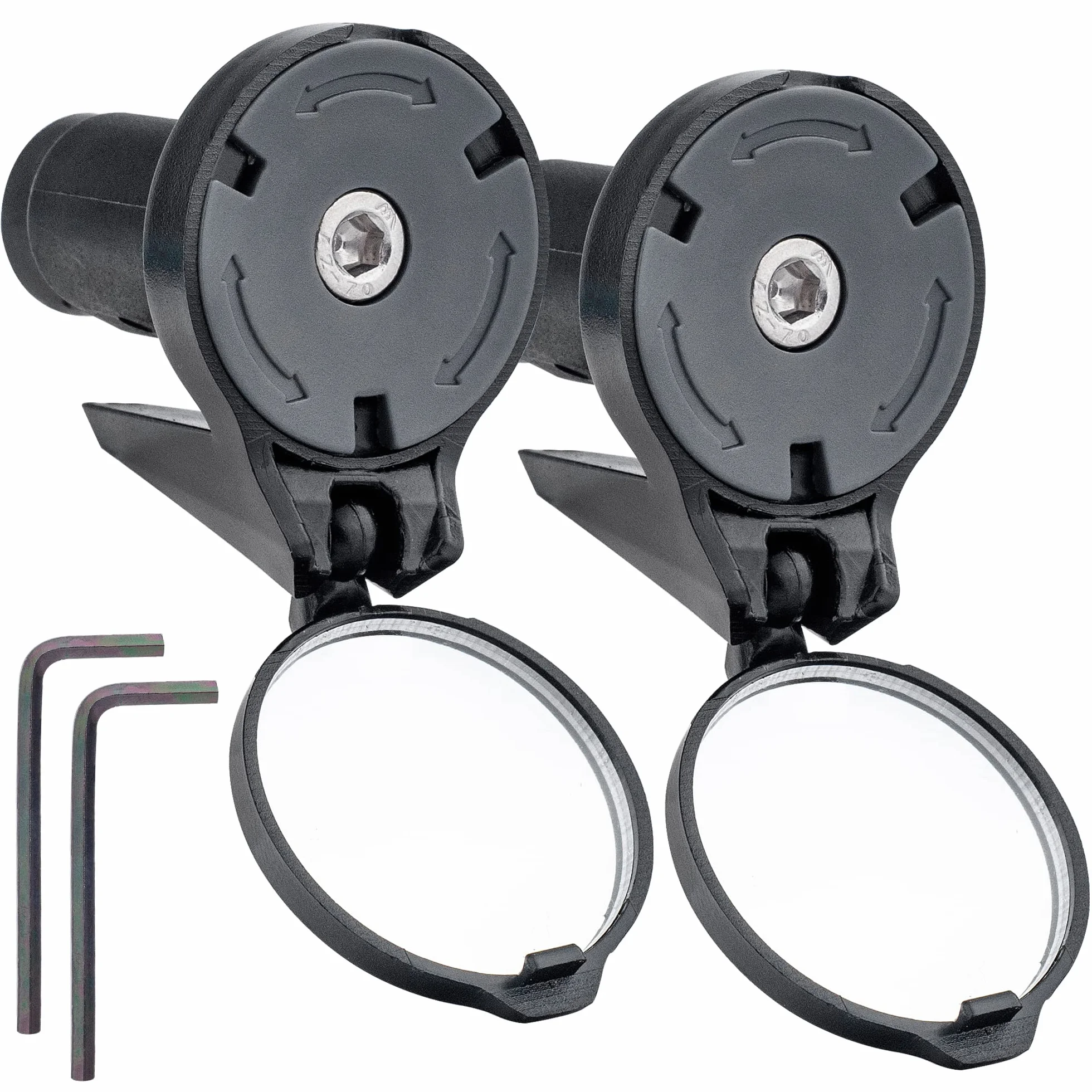Miroir de rétroviseur pour extrémité de guidon en pack de 2 - Miroir de rétroviseur HD ajustable en verre convexe pour extrémité de barre de descente de vélo de route ou extrémité de guidon de vélo de