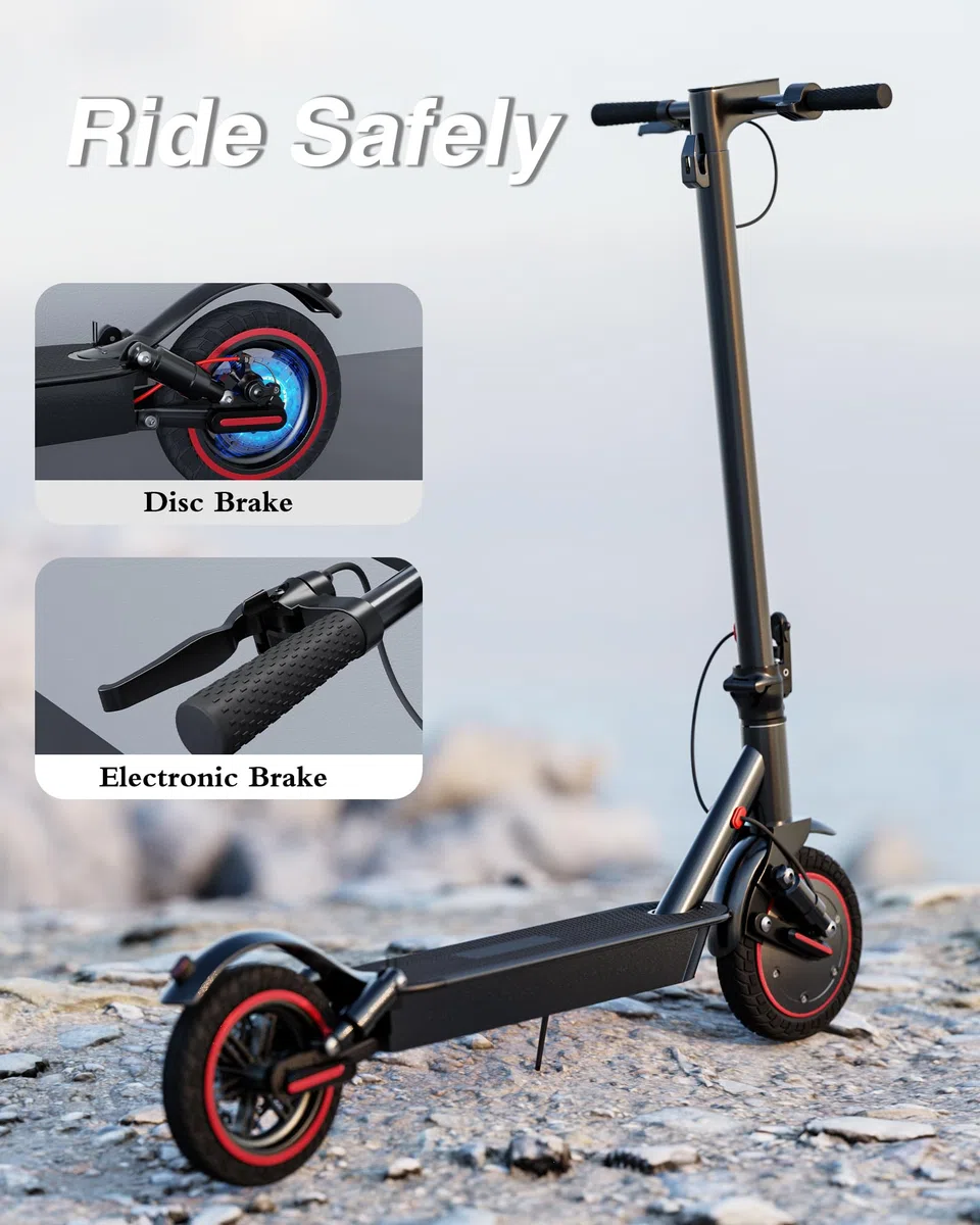 QnQ Trottinette électrique Adulte, avec Double Amortisseur, Moteur 500W/25KM/H, autonomie de 30 à 35 km, Batterie 36V 10.4 Ah, Pneu de 10'', 3 réglages de Vitesse, contrôle par l’Application