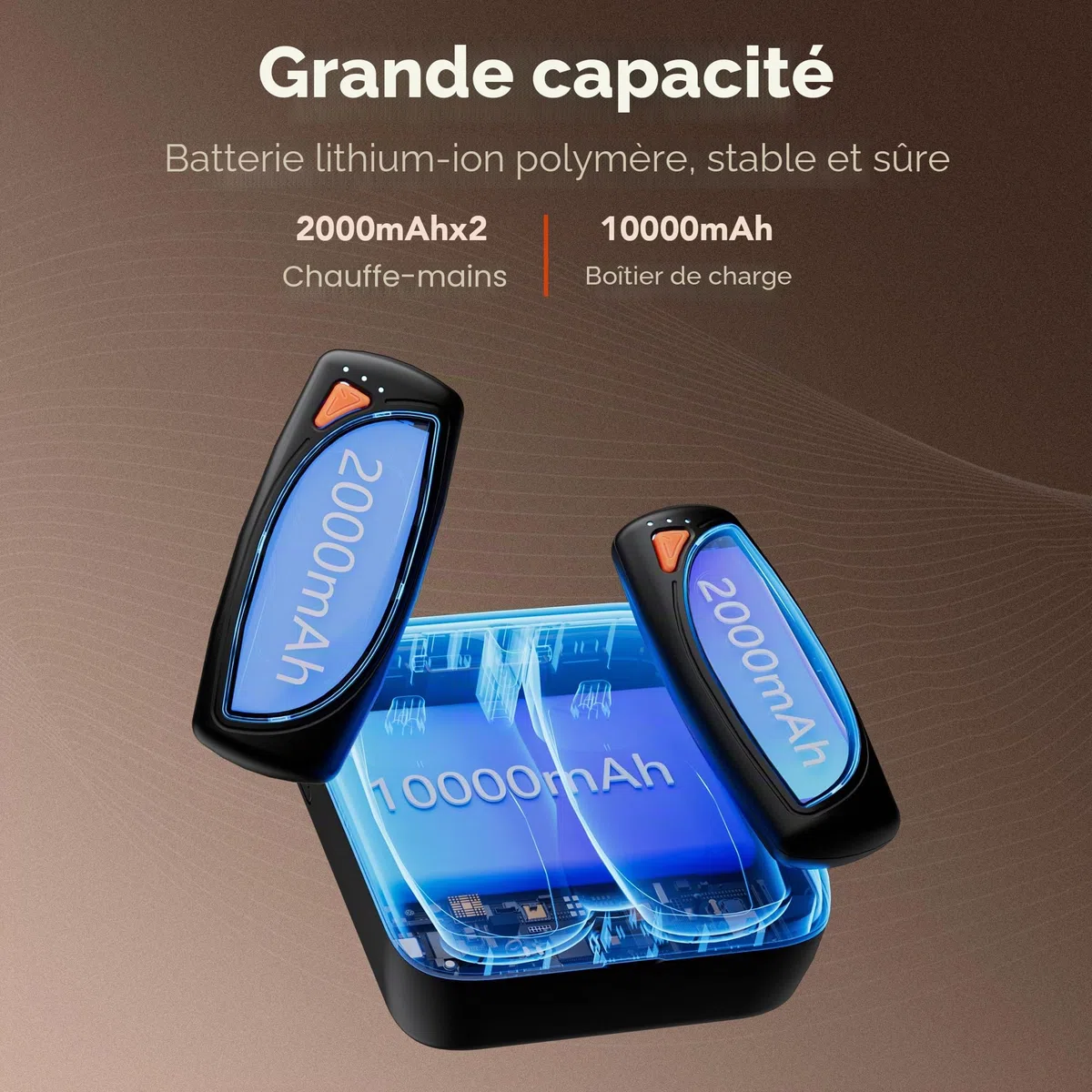 COTOP Chauffemains Rechargeables - 2 Chauffemains Électriques 14000 mAh avec Étui de Charge - 3 Niveaux de Chauffage Jusqu'à 36h - Charge Rapide - pour Plein Air, Camping - Cadeaux Hommes Femmes