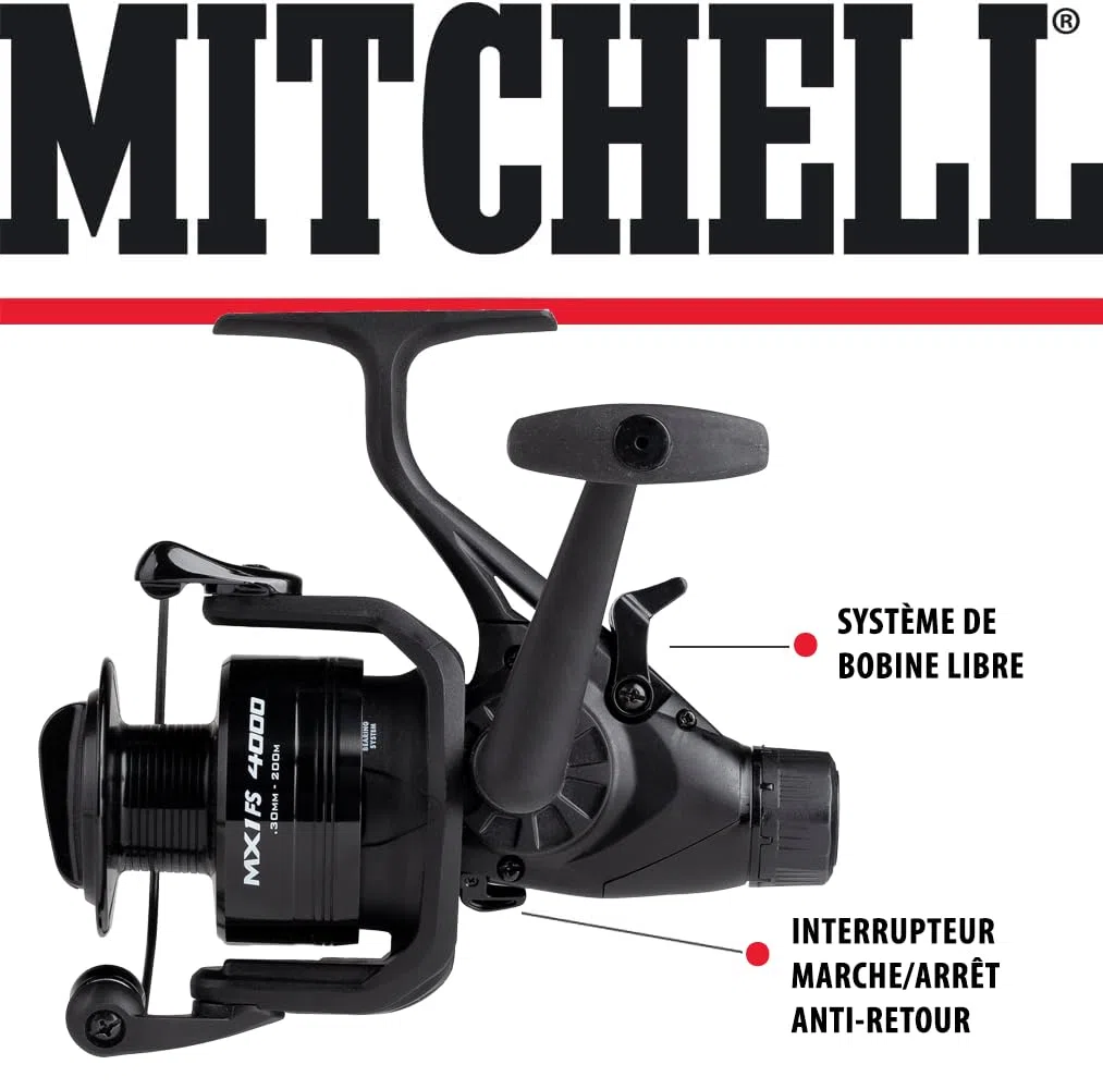 Mitchell MX1 FS Moulinet de pêche Spinning Polyvalent; Moulinets de Peche Carpe, Truite et Autres Pêches d'eau Douce avec Système Oscillation parallèle Engrenages Robustes