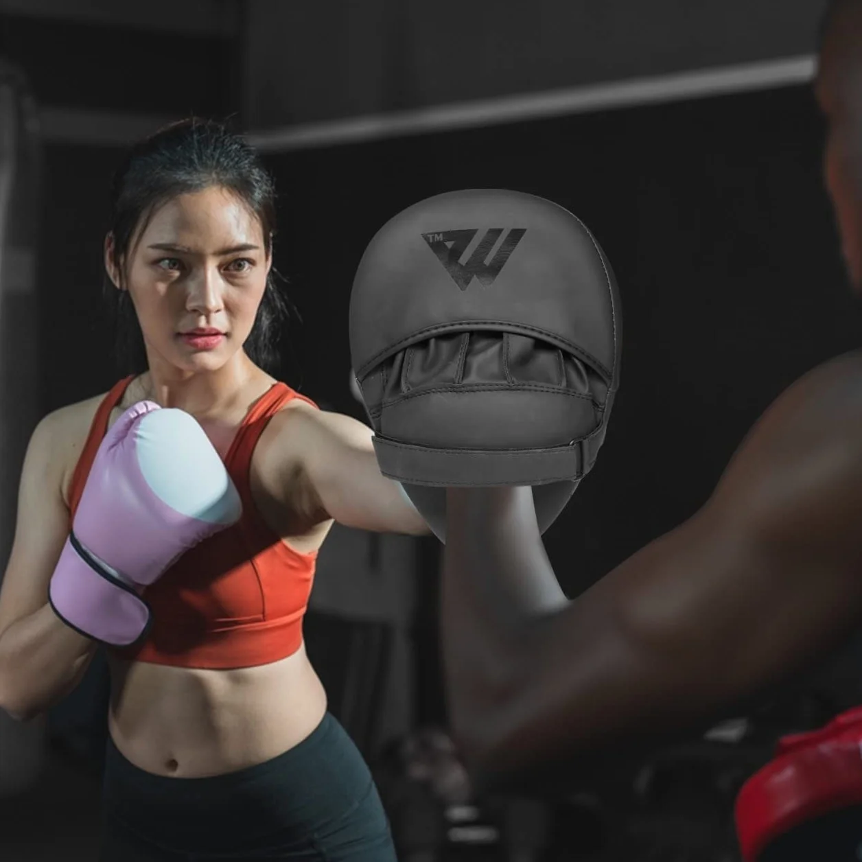 WFX Pads de Boxe Focus Mitts Hook and Jab Punch Bag Target Training Curved Strike Shield Hand Muay Thai Pad MMA Martial Arts Gloves