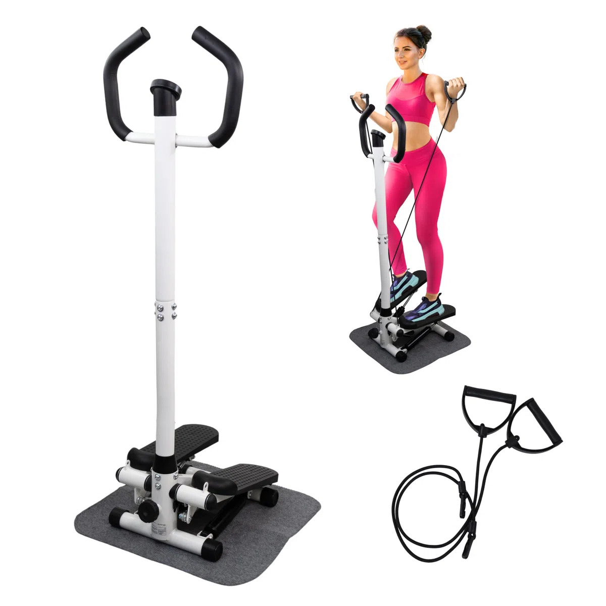 Mobiclinic®, Stepper avec Guidon, Hauteur Réglable, Écran LCD, Intensité Réglable, Pédales Antidérapantes, Appareil Pas à Pas, Compact, Exercice à Domicile, Step-Pro