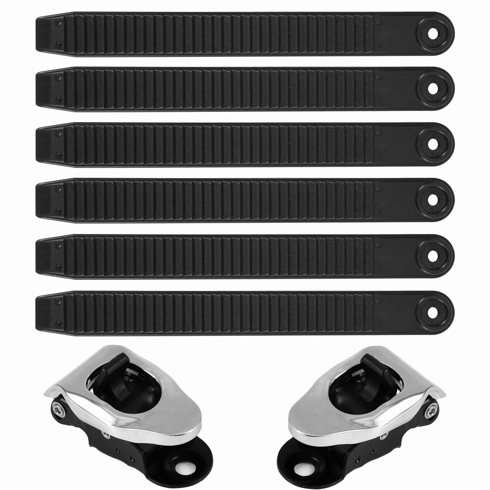 Gosknor 6pcs Sangle de Fixation Snowboard+2pcs Boucles, Snowboard Binding Straps Très Élastique Sangle Support de Sangles d'Échelle de Fixation de Snowboard Pièces pour Snowboard