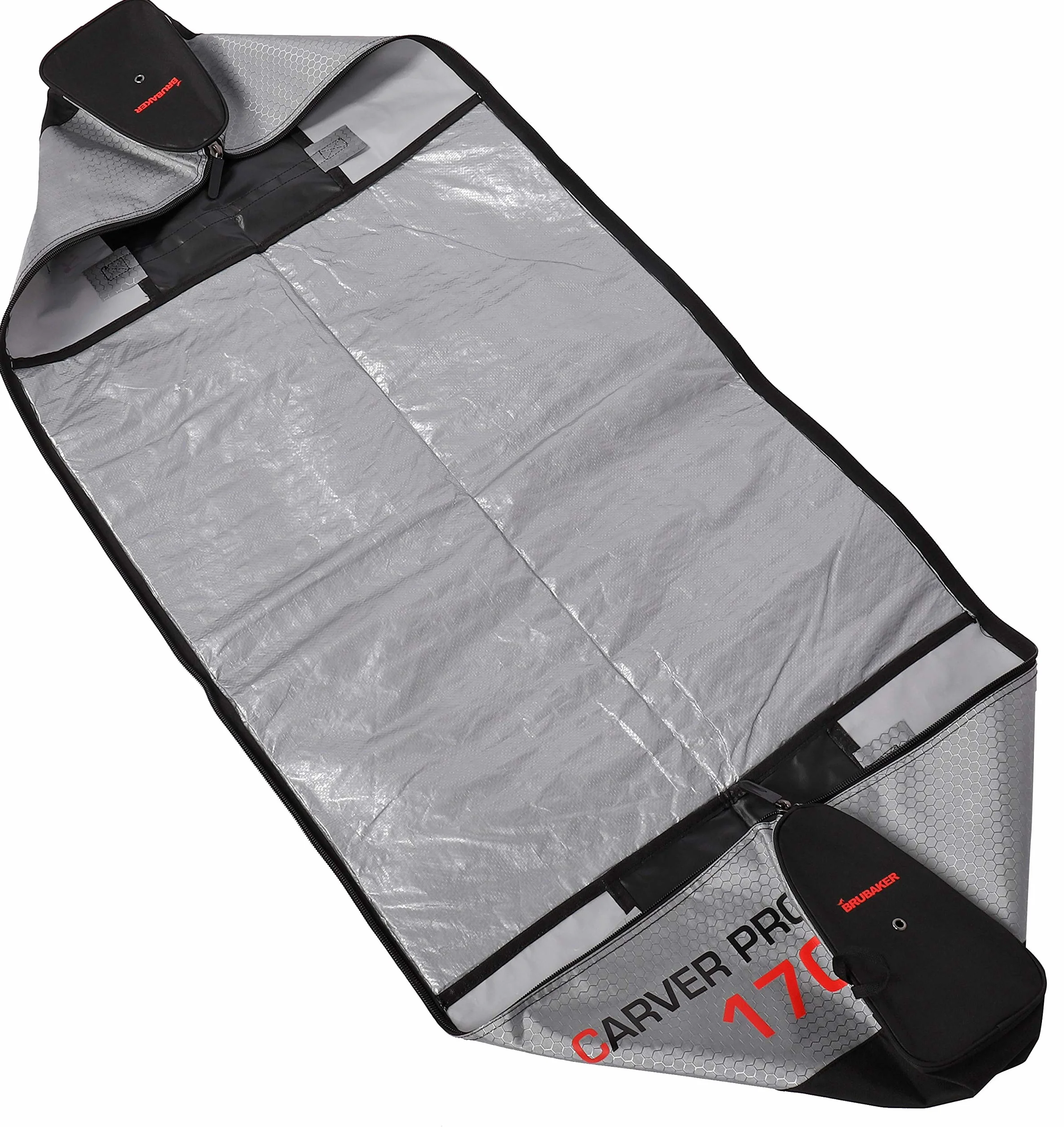 BRUBAKER 'CarverTec Pro' - Housse à Skis rembourrée - pour 1 Paire de Skis + Bâtons - 170 ou 190 cm - Argenté/Rouge