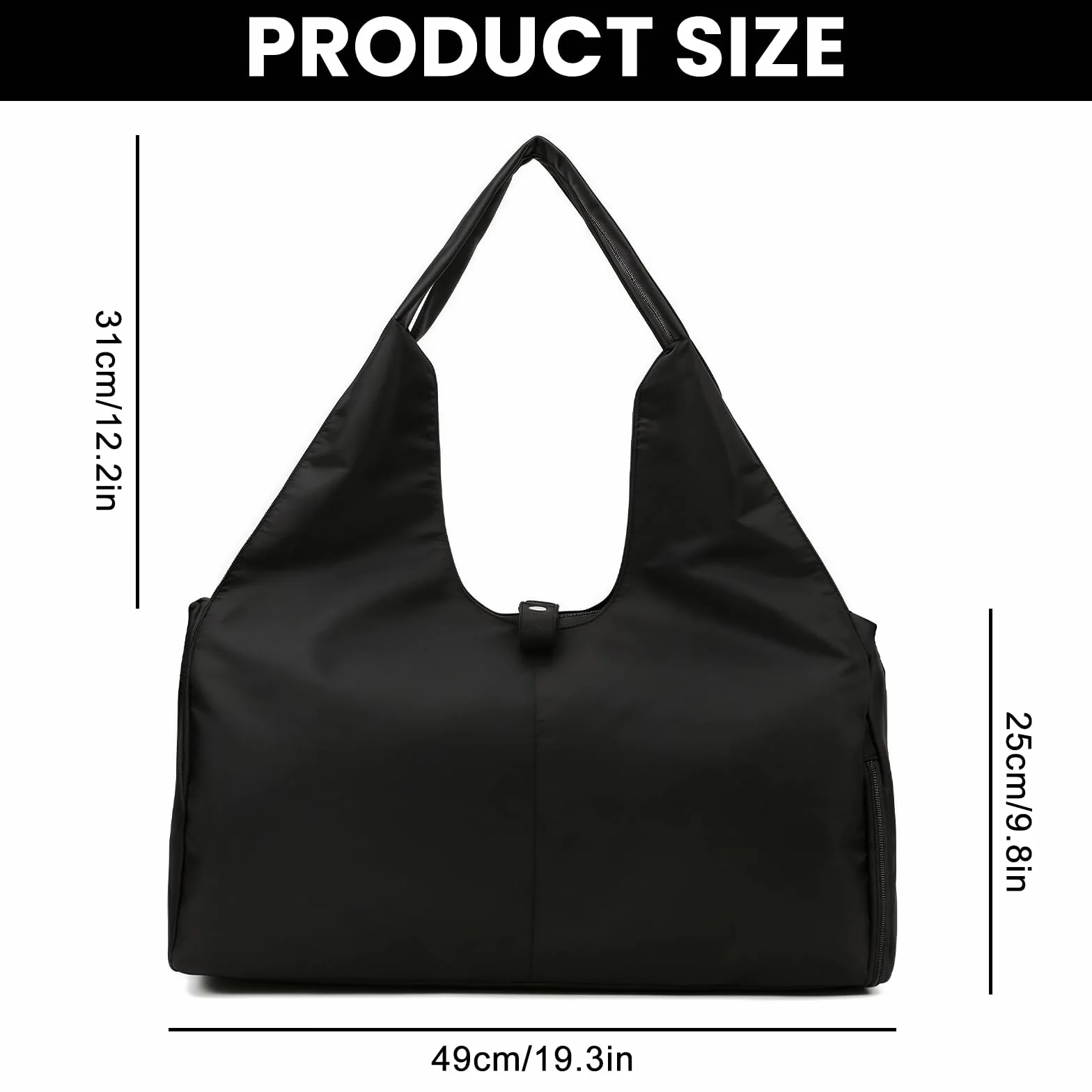 Sac de Sport et Voyage pour Femme avec Compartiment à Chaussures - Imperméable - Pour Tapis de Yoga - Entraînement - Noir