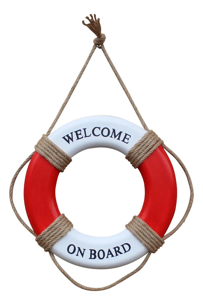 Bouée de sauvetage en bois MDF peint avec rosée rouge/blanc Sea-Club