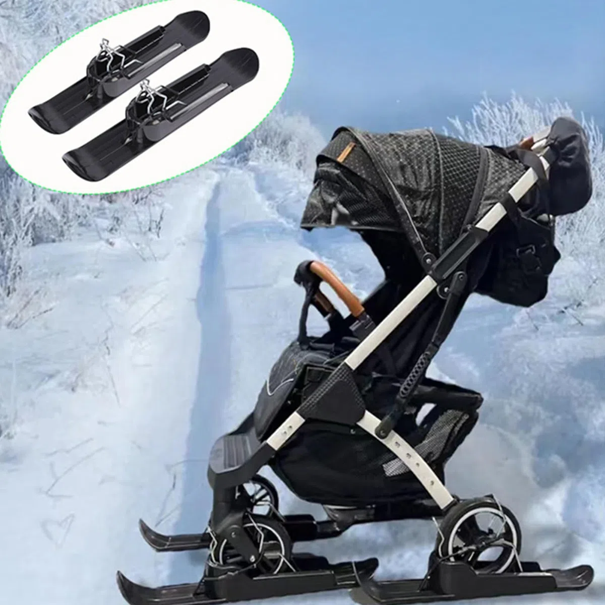 Ski Poussette Luge À Neige pour Scooter Ensemble Multifonctionnel De Ski Et Scooter sur Neige Planche De Skis Et Planche À roulettes De Plage pour Fauteuils Roulants