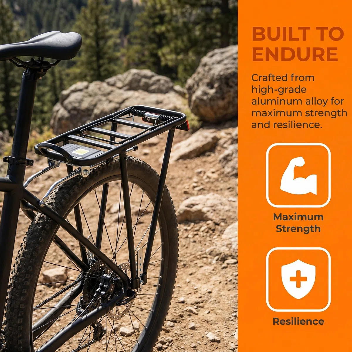 Porte-bagages de vélo universel réglable pour vélo de 26 à 29 pouces, porte-bagages arrière, en alliage d'aluminium, porte-bagages, touring, jusqu'à 75 kg maximum, pour VTT, vélo de route