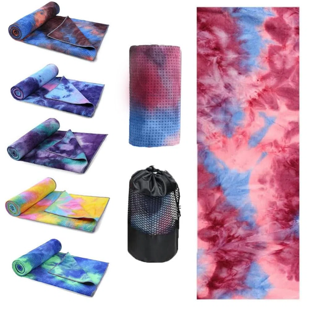 Serviette de yoga antidérapante avec points de préhension Couverture de Yoga à séchage rapide Serviette en microfibre Super Doux Absorbant la Sueur avec Sac de Transport