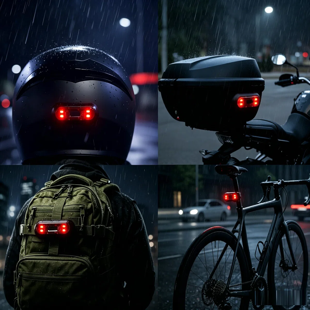 Riloer Casque de Moto Veilleuse Bande de Cyclisme Signal de sécurité Voyant d'avertissement Universel LED Moto Casque Feu arrière