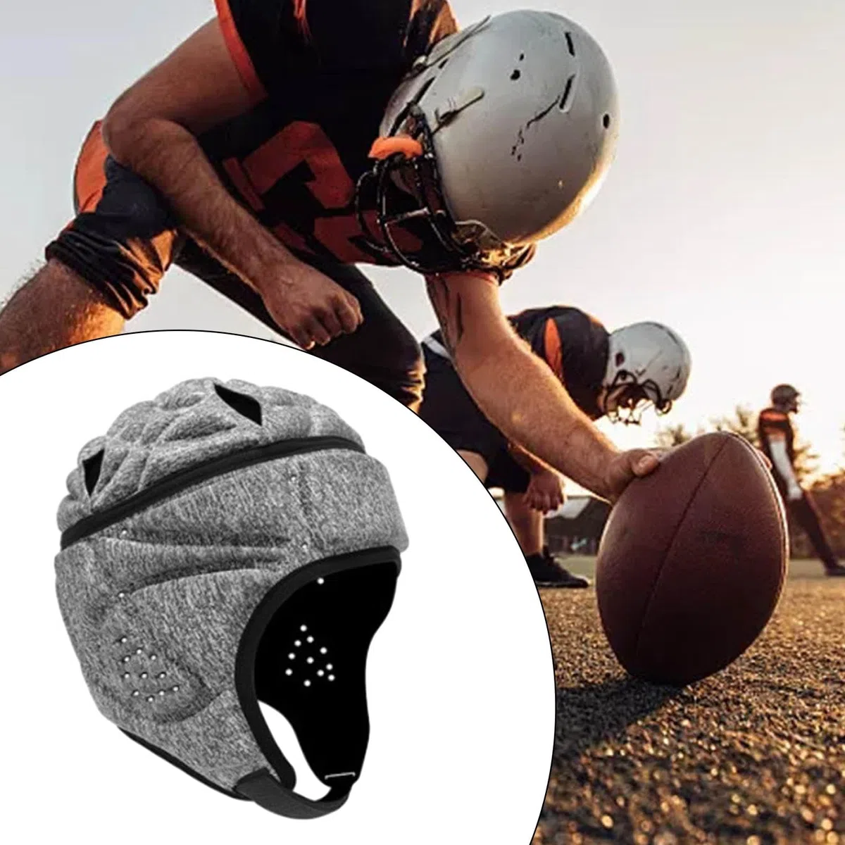 F Fityle Casque de Rugby pour Adultes, Couvre-Chef de Rugby, Rembourrage Doux, Casquette de Protection, Drapeau, Casque de Football pour Lanceur de Rugby,