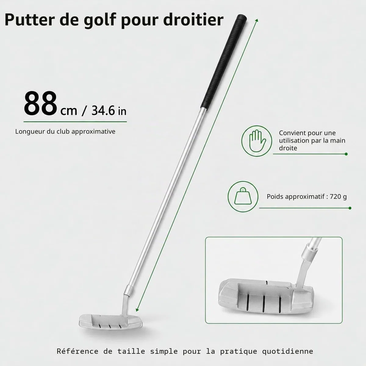 VOBOR Kit de Putting Club de Golf, Matériau en Alliage, Détachable et de Rangement, Mini Golf Portable Putter avec Balles et Sac
