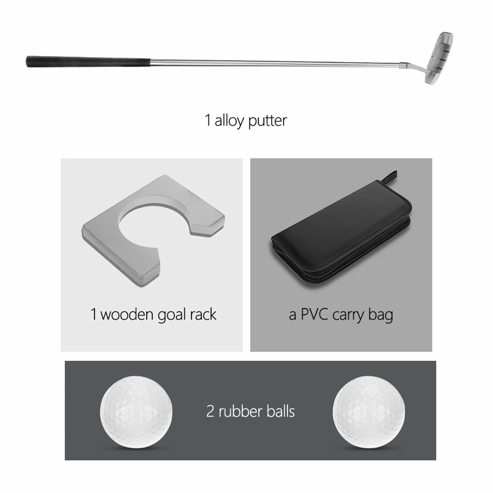 BuyWeek Ensemble de Putter de Golf, Ensemble de Coupe de Putting en Intérieur Club de Golf Balles de Golfs avec Sac, pour Pratique de Putting Cadeau