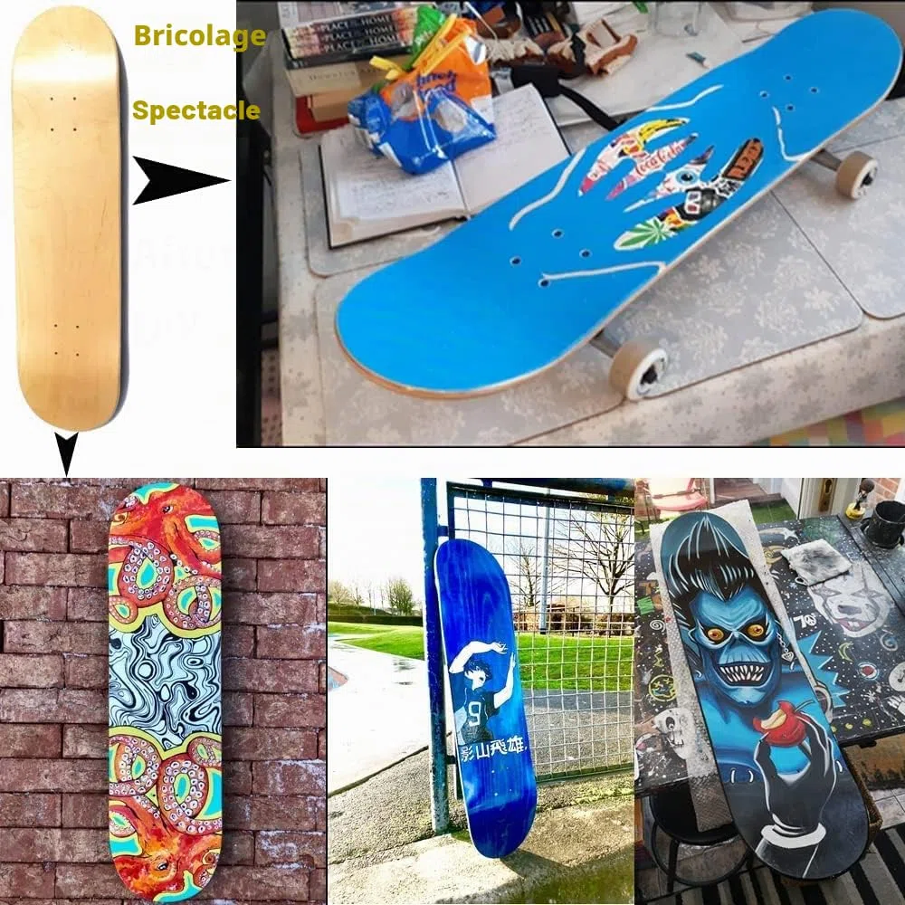 bimiti Lot de 2 planches de skateboard à 7 couches en érable pour enfants, adultes, filles, garçons, débutants et professionnels
