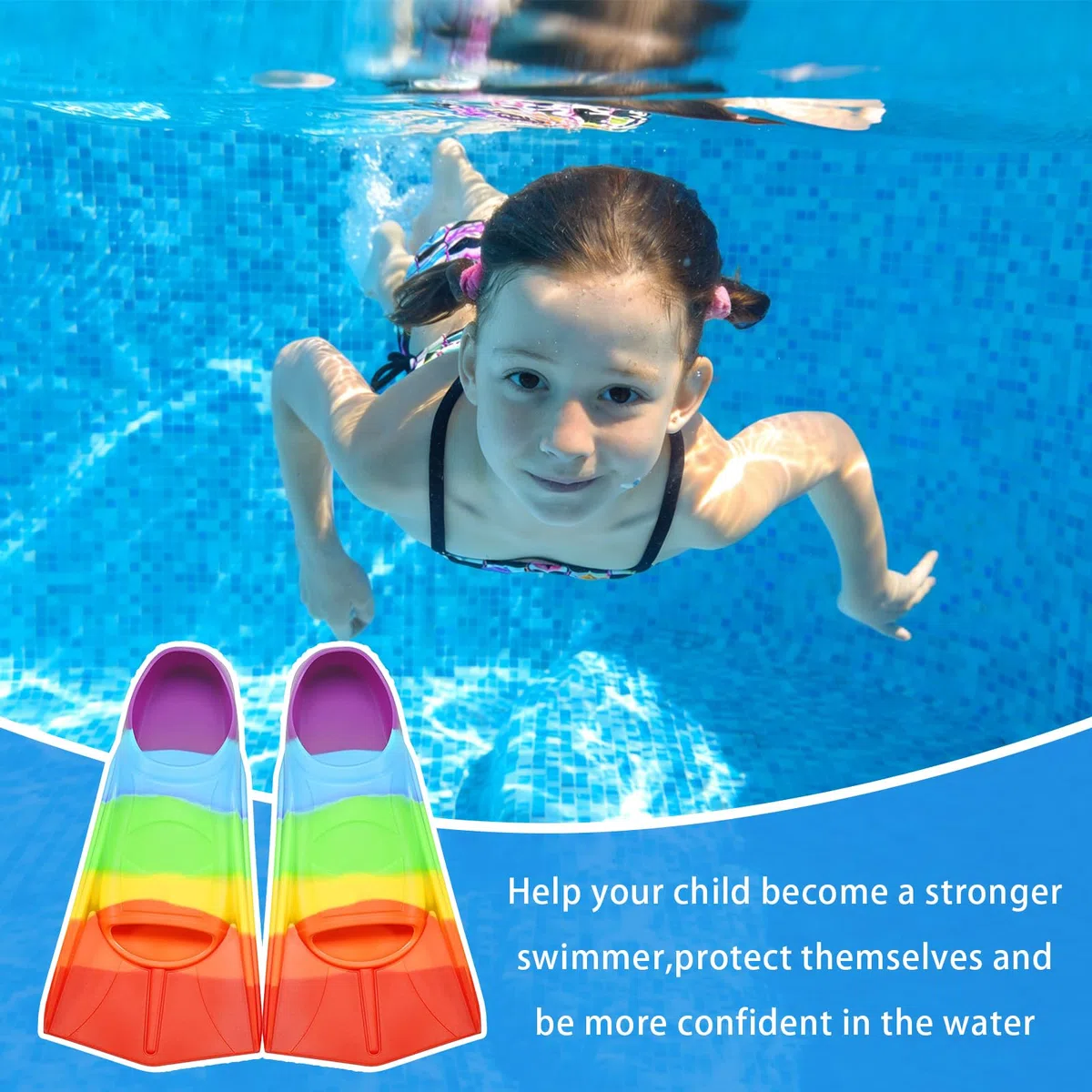 Palmes de natation courtes pour enfants, palmes courtes en silicone, palmes de plongée courtes pour filles, entraînement en eau libre, plongée avec tuba, plongée pour débutants