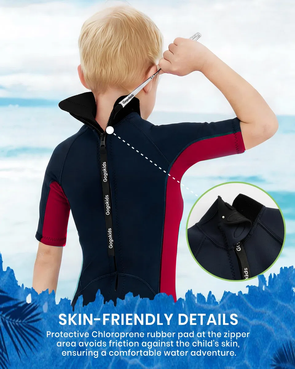 Gogokids Combinaison de plongée courte en néoprène de 2,5 mm pour garçons et filles – Combinaison de printemps pour enfants pour la natation, le surf, la plage, la piscine – Âge de 2 à 10 ans