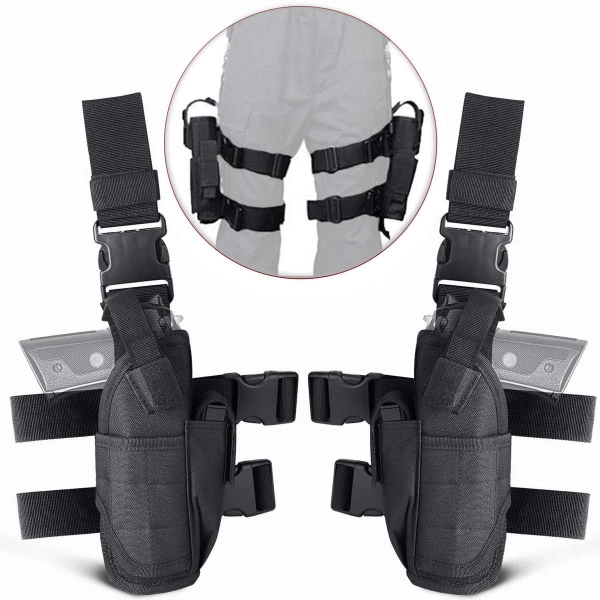 Etui Holster De Cuisse Réglable Jambe Droite Unisex-Adult pour Armée Tactique Airsoft, pour activités en extérieur, Portage d'outils, Cosplay