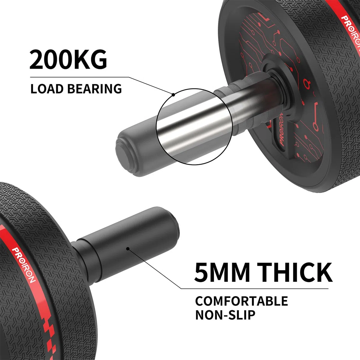 PROIRON Roue Abdominale Roue Fitness Roue AB avec Tapis pour Les Genoux pour Le Fitness Et l'Entraînement des Abdominaux Muscles De l'Épaule Musles du Bras Muscles des Cuisses