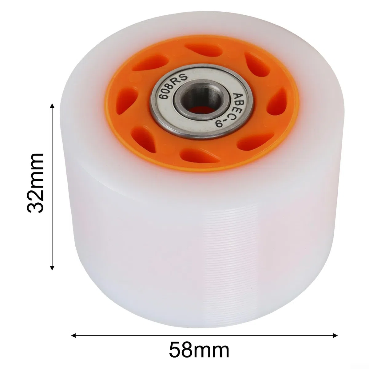 Lot de 8 roues de patins à roulettes compatibles avec les patins à roulettes et patins à roues alignées 58 mm de diamètre, roues en polyuréthane avec roulements en acier (orange (92A)