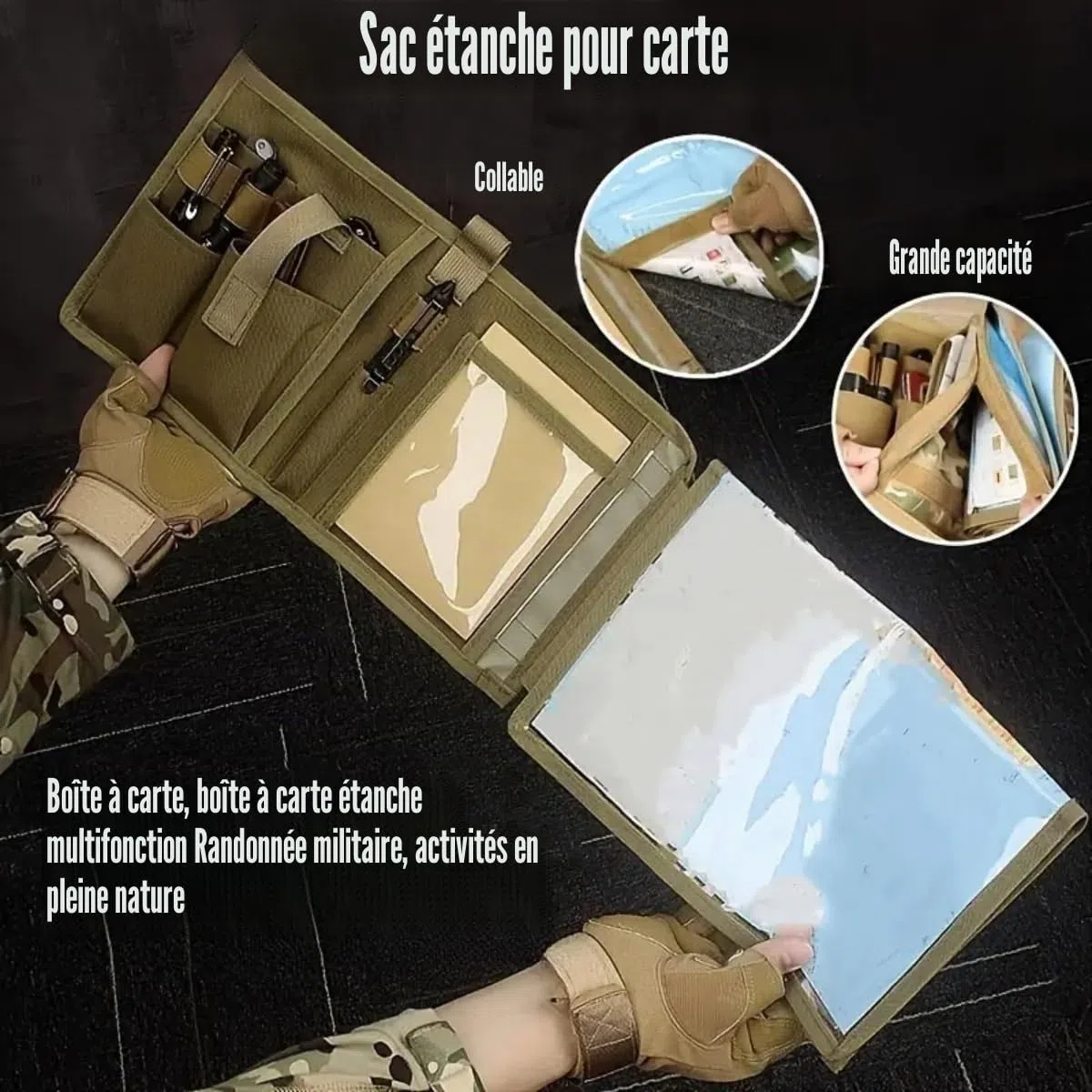 Peminkoo Sac de rangement pour cartes tactiques - Pliable - Pochette pour articles divers - Poche utilitaire E.DC - Poche à outils - Pour l'extérieur, la randonnée, le camping, la chasse