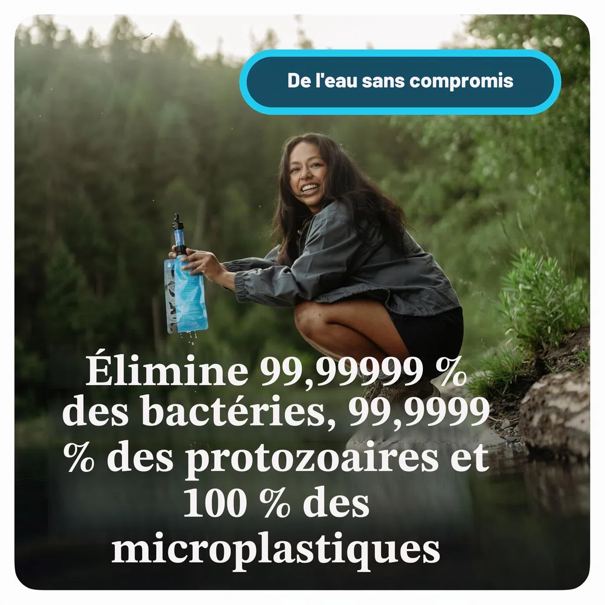 Sawyer Products SP340 Mini système de filtration d'eau, filtre et piston de nettoyage uniquement, simple, bleu sarcelle