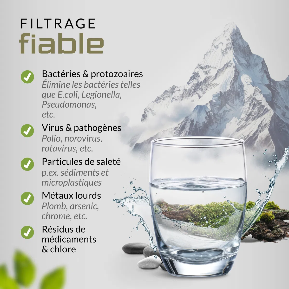 BERGKVIST® Outdoor Bouteille filtrante FJÄLLKLAR [1l], noir | Gourde d'un litre avec filtre d'AHLSTROM® pour de l'eau potable propre en camping, randonnée et aventures de survie